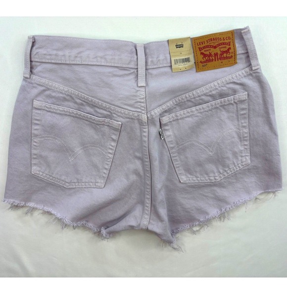 LEVI'S Shorts Women's 28 Lilac Purple 501 High Rise Button Fly Jean Short NWT - Picture 2 of 7